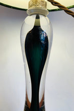 Load image into Gallery viewer, 1950s Val St Lambert Green Glass Hourglass Table Lamp