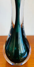 Load image into Gallery viewer, 1950s Val St Lambert Green Glass Hourglass Table Lamp