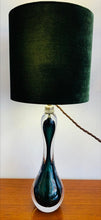 Load image into Gallery viewer, 1950s Val St Lambert Green Glass Hourglass Table Lamp
