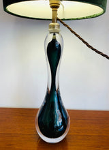 Load image into Gallery viewer, 1950s Val St Lambert Green Glass Hourglass Table Lamp
