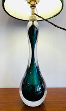 Load image into Gallery viewer, 1950s Val St Lambert Green Glass Hourglass Table Lamp