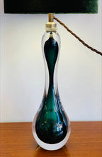 Load image into Gallery viewer, 1950s Val St Lambert Green Glass Hourglass Table Lamp