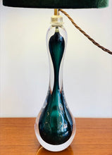 Load image into Gallery viewer, 1950s Val St Lambert Green Glass Hourglass Table Lamp