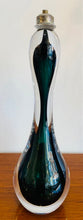 Load image into Gallery viewer, 1950s Val St Lambert Green Glass Hourglass Table Lamp