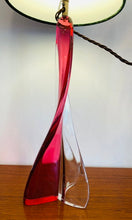 Load image into Gallery viewer, 1950s Val St Lambert Pink Twisted Tripod Table Lamp