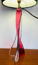 Load image into Gallery viewer, 1950s Val St Lambert Pink Twisted Tripod Table Lamp