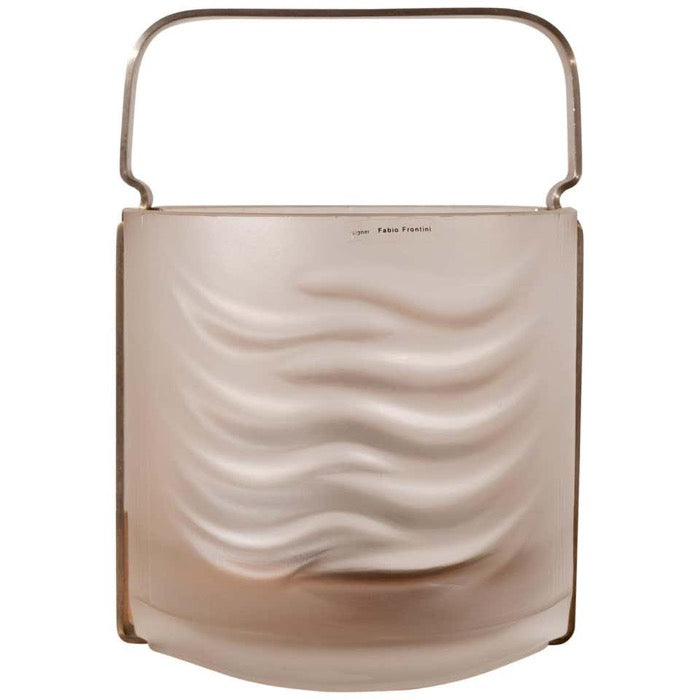 1970s Azteca Frosted Crystal Glass Ice Bucket by Fabio Frontini