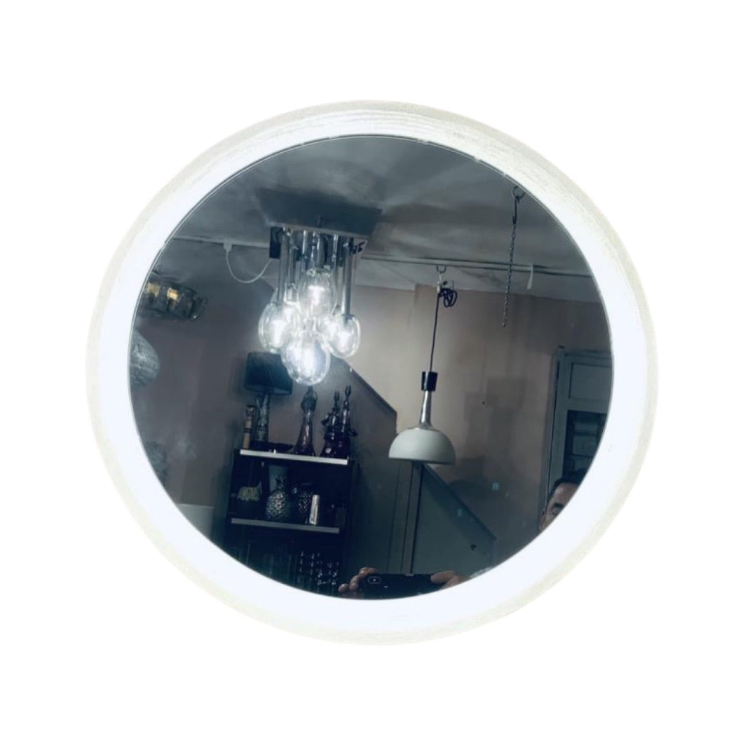 1970s German Round Illuminated Wall Mirror