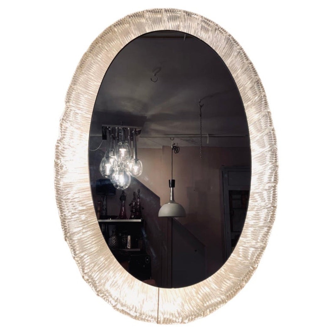 1970s German Oval Illuminated Wall Mirror