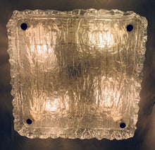 Load image into Gallery viewer, 1970s Kaiser Ice Glass Flush Mount Ceiling Light