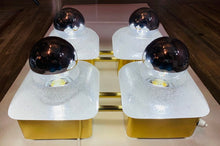 Load image into Gallery viewer, 1970s Sische Brass and Frosted Glass Wall Light