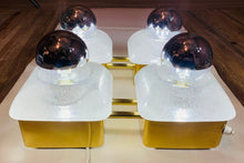 Load image into Gallery viewer, 1970s Sische Brass and Frosted Glass Wall Light