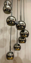 Load image into Gallery viewer, 1970s 8 Chrome Cascading Globe Hanging Light