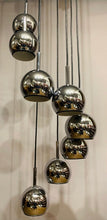 Load image into Gallery viewer, 1970s 8 Chrome Cascading Globe Hanging Light