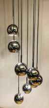 Load image into Gallery viewer, 1970s 8 Chrome Cascading Globe Hanging Light