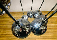 Load image into Gallery viewer, 1970s 8 Chrome Cascading Globe Hanging Light