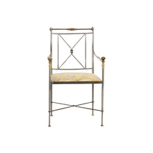 Load image into Gallery viewer, A set of 10 elegant wrought iron chairs with cushion pads, mid century