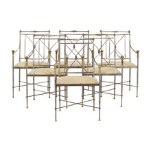 Load image into Gallery viewer, A set of 10 elegant wrought iron chairs with cushion pads, mid century