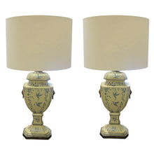 Load image into Gallery viewer, French 1950s Pair Of Hand Painted Toleware Table Lamps