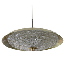 Load image into Gallery viewer, 1960s Swedish Brass and Glass Ceiling Light with Moulded Glass