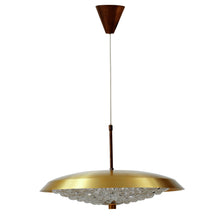Load image into Gallery viewer, 1960s Swedish Brass and Glass Ceiling Light with Moulded Glass