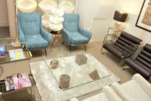 Load image into Gallery viewer, Hyaline Chairs by Fabio Lenci made of toughened glass frame with adjustable roller cushions in black leather.Architectural piece perfect for any workspace or home.