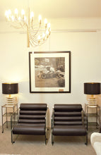 Load image into Gallery viewer, Hyaline Chairs by Fabio Lenci made of toughened glass frame with adjustable roller cushions in black leather.Architectural piece perfect for any workspace or home.