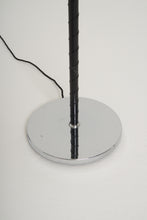 Load image into Gallery viewer, Mid-Century Black Leather and Nickel Floor Lamp