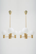 Load image into Gallery viewer, Pair of Brass and Glass Ceiling Lights by Erik Wärnå
