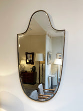 Load image into Gallery viewer, Mid-Century Brass Shield Mirror