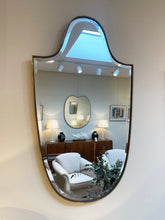 Load image into Gallery viewer, Mid-Century Brass Shield Mirror