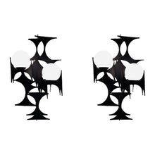 Load image into Gallery viewer, Pair of Brutalist Iron and Glass Wall Lights