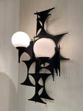 Load image into Gallery viewer, Pair of Brutalist Iron and Glass Wall Lights