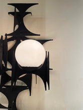 Load image into Gallery viewer, Pair of Brutalist Iron and Glass Wall Lights