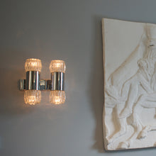 Load image into Gallery viewer, 1970s  Pair of Chrome and Glass Wall Lights by G. Sciolary, Italy