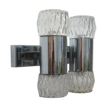 Load image into Gallery viewer, 1970s  Pair of Chrome and Glass Wall Lights by G. Sciolary, Italy