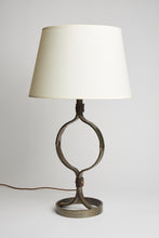 Load image into Gallery viewer, Mid-Century Iron and Leather Table Lamp by Jean-Pierre Ryckaert