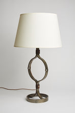 Load image into Gallery viewer, Mid-Century Iron and Leather Table Lamp by Jean-Pierre Ryckaert