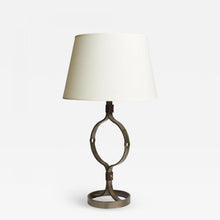 Load image into Gallery viewer, Mid-Century Iron and Leather Table Lamp by Jean-Pierre Ryckaert