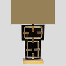 Load image into Gallery viewer, Pair Of Black Perspex And Brass Table Lamps By Frigerio