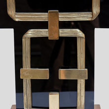 Load image into Gallery viewer, Pair Of Black Perspex And Brass Table Lamps By Frigerio