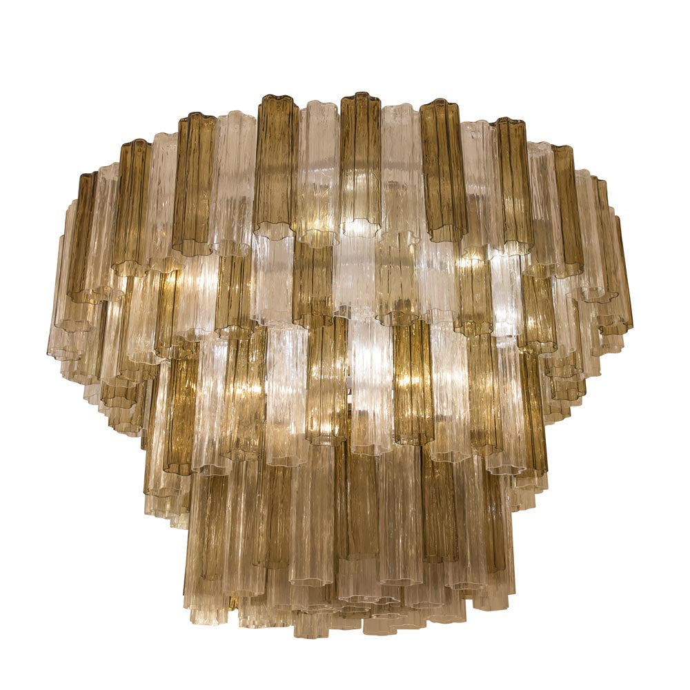 Large Clear And Smoke Colour Murano Tronchi Irregolari Chandelier