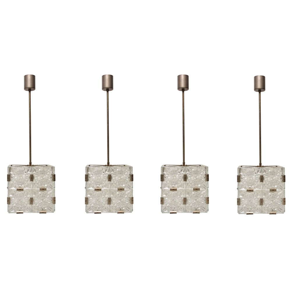 Set Of 4 Cut Crystal Glass Ceiling Lights By Kamenicky Senov