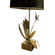 Load image into Gallery viewer, 1970s Belgian, solid bronze floral table lamp sculpture in the style of Willy Daro