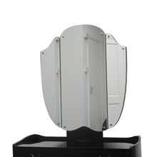 Load image into Gallery viewer, 1940s Danish ebonised vanity dressing table with triptych mirror