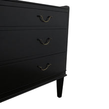 Load image into Gallery viewer, 1940s Danish ebonised vanity dressing table with triptych mirror