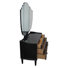 Load image into Gallery viewer, 1940s Danish ebonised vanity dressing table with triptych mirror