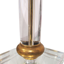 Load image into Gallery viewer, 1970s Italian cylindrical Lucite and brass pair of table lamps