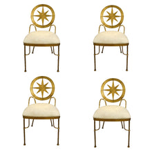 Load image into Gallery viewer, Mid-century Italian set of four gilt metal star dining chairs