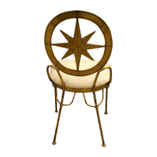 Load image into Gallery viewer, Mid-century Italian set of four gilt metal star dining chairs